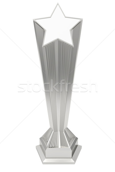 Silver or platinum star prize on pedestal on white Stock photo © oneo