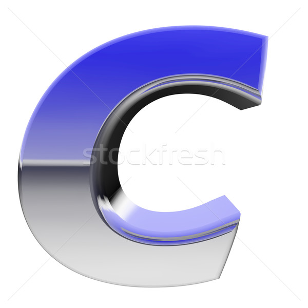 Chrome alphabet symbol letter C with color gradient reflections isolated on white Stock photo © oneo
