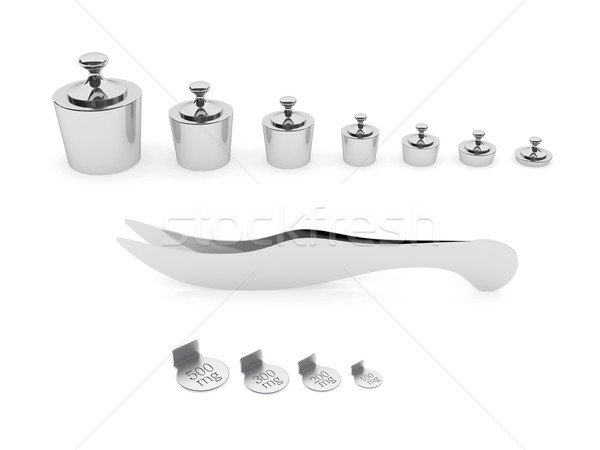 Set of metal weights and tweezers Stock photo © oneo