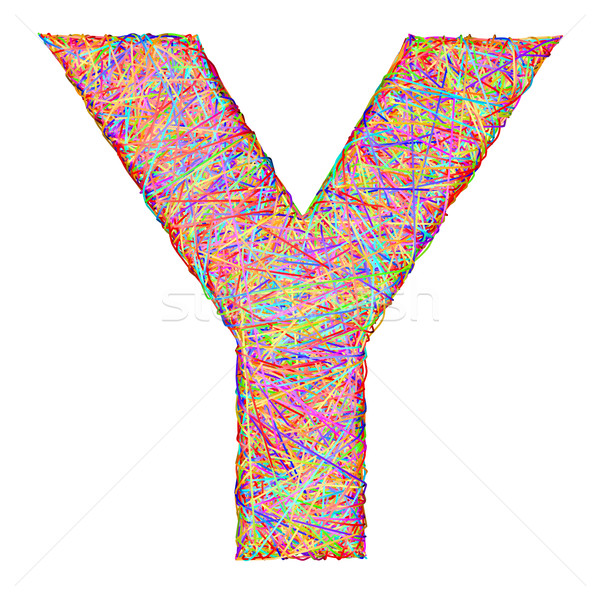 Alphabet symbol letter Y composed of colorful striplines Stock photo © oneo