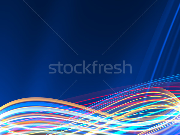 Colorful lightwaves on dark blue background Stock photo © oneo