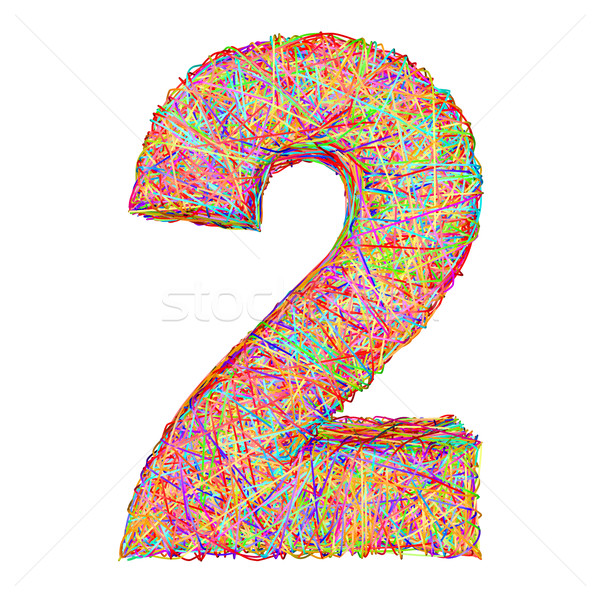 Number 2 composed of colorful striplines isolated on white Stock photo © oneo