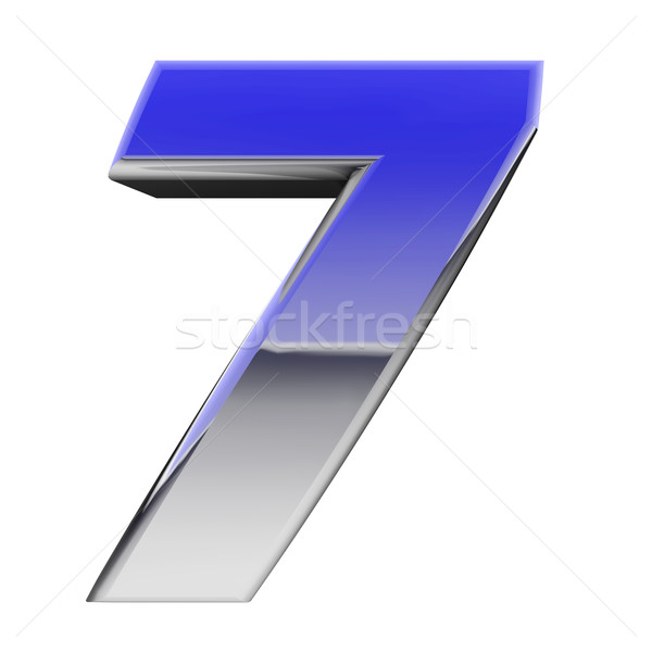 Chrome number 7 with color gradient reflections isolated on white Stock photo © oneo