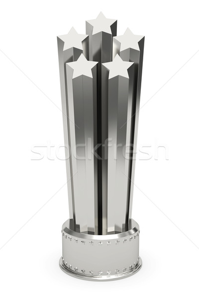 Silver stars prize on pedestal isolated on white Stock photo © oneo