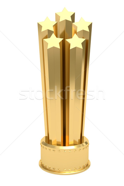 Golden stars prize on pedestal isolated on white Stock photo © oneo