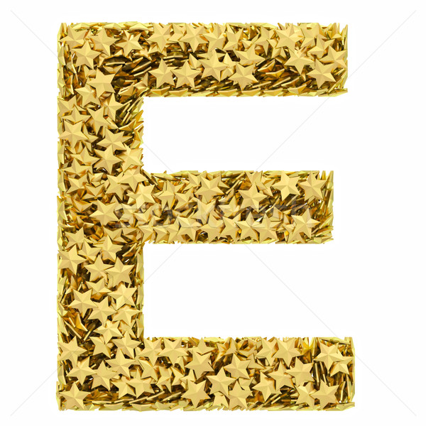 Letter E composed of golden stars isolated on white Stock photo © oneo