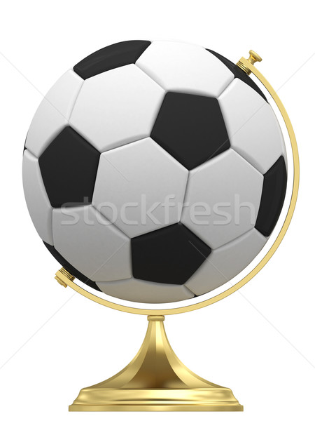 Soccer ball as terrestrial globe on golden stand Stock photo © oneo