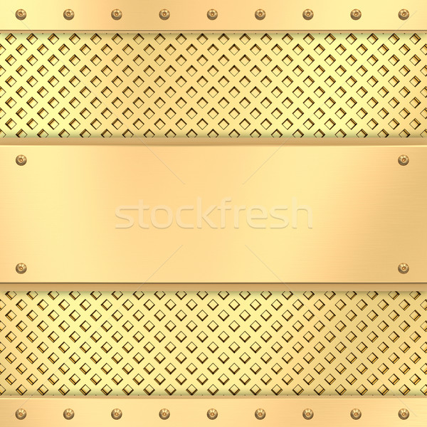 [[stock_photo]]: Or · plaque · grille · élevé · résolution · 3D