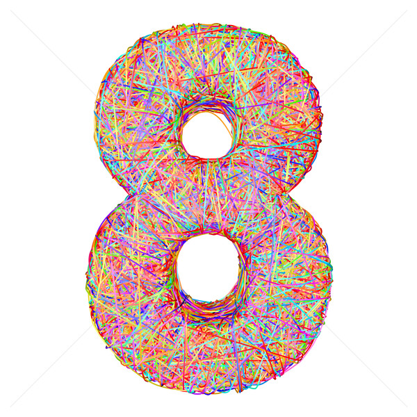 Number 8 composed of colorful striplines isolated on white Stock photo © oneo