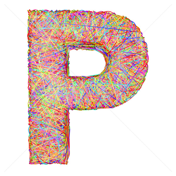 Alphabet symbol letter P composed of colorful striplines Stock photo © oneo