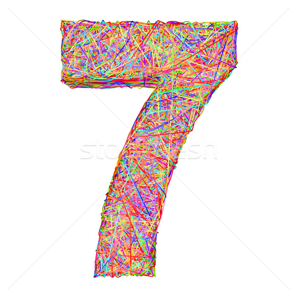 Number 7 composed of colorful striplines isolated on white Stock photo © oneo