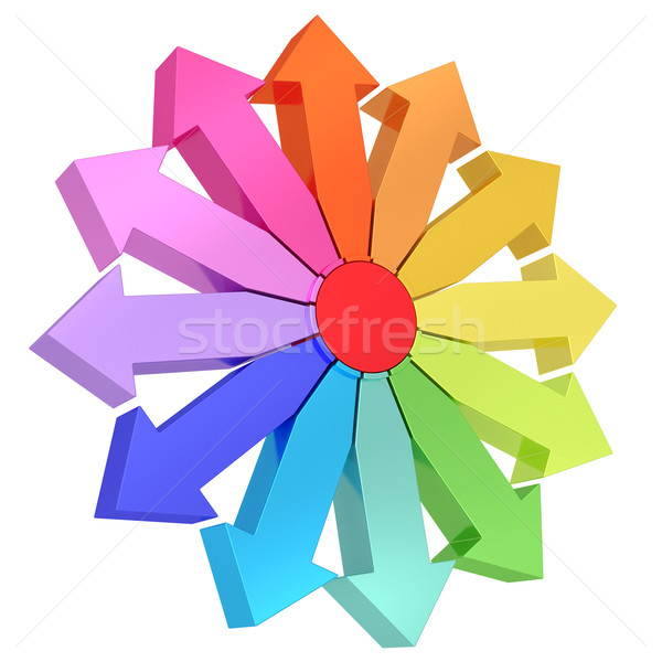 Colorful arrows of different directions with red center Stock photo © oneo