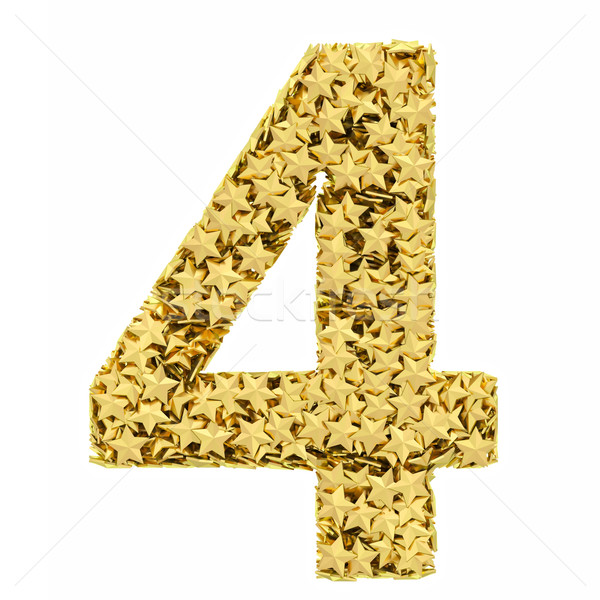 Number 4 composed of golden stars isolated on white Stock photo © oneo