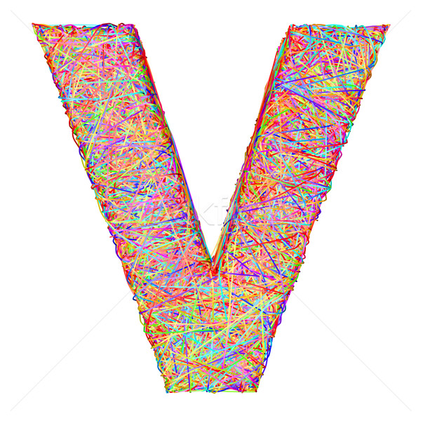 Alphabet symbol letter V composed of colorful striplines Stock photo © oneo