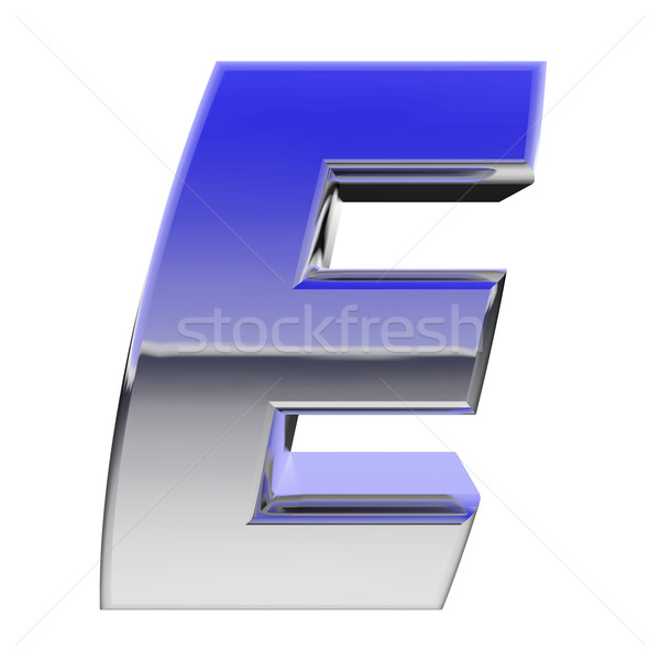 Chrome alphabet symbol letter E with color gradient reflections isolated on white Stock photo © oneo