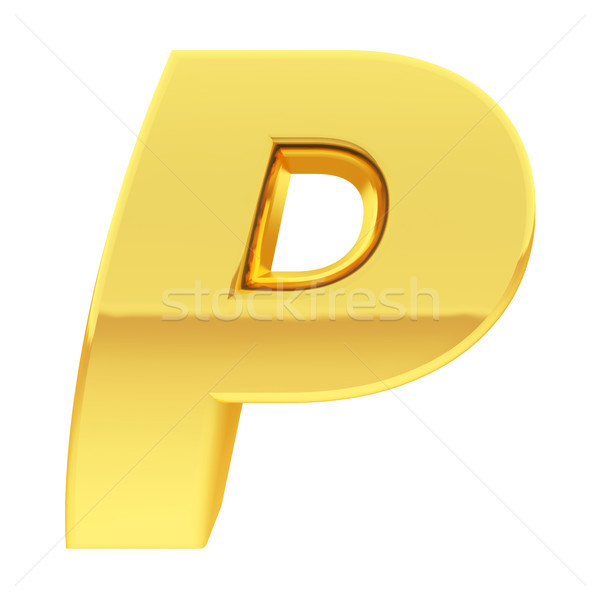 Aur alfabet simbol litera p gradient reflectii Imagine de stoc © oneo