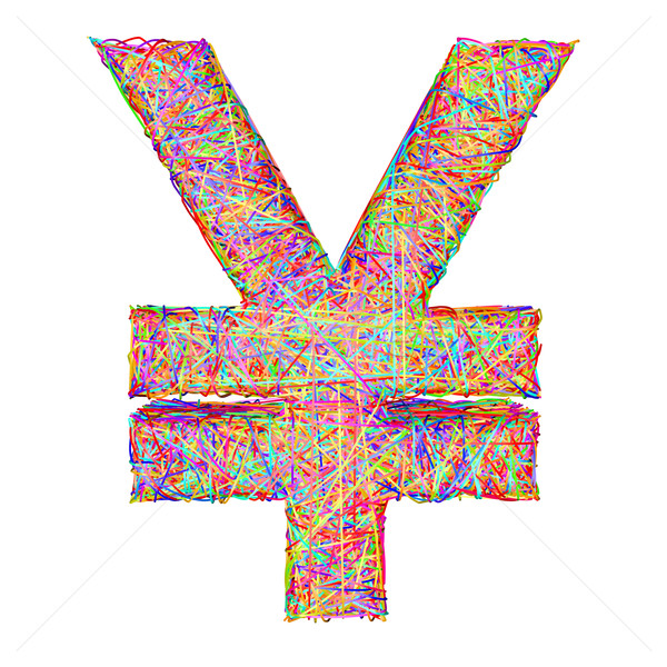 Yen sign composed of colorful striplines isolated on white Stock photo © oneo