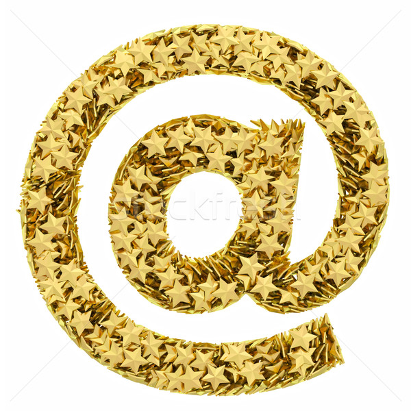 Stockfoto: E-mail · teken · gouden · sterren · geïsoleerd · witte
