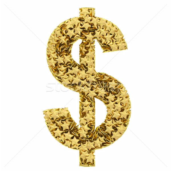 Dollar sign composed of golden stars isolated on white Stock photo © oneo