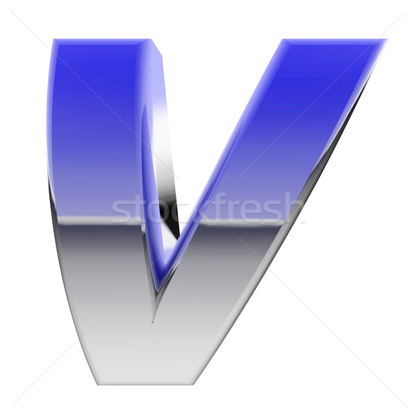 Chrome alphabet symbol letter V with color gradient reflections isolated on white Stock photo © oneo