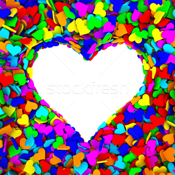 Cadre forme de coeur beaucoup faible coloré coeurs [[stock_photo]] © oneo