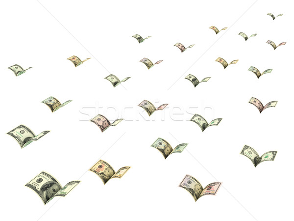 Winged dollar banknotes are flying away isolated on white Stock photo © oneo