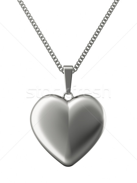 Silver pendant in shape of heart on chain Stock photo © oneo