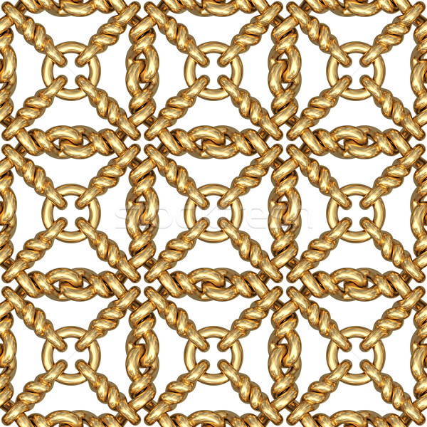 Seamless pattern of gold wire mesh or fence on white Stock photo © oneo