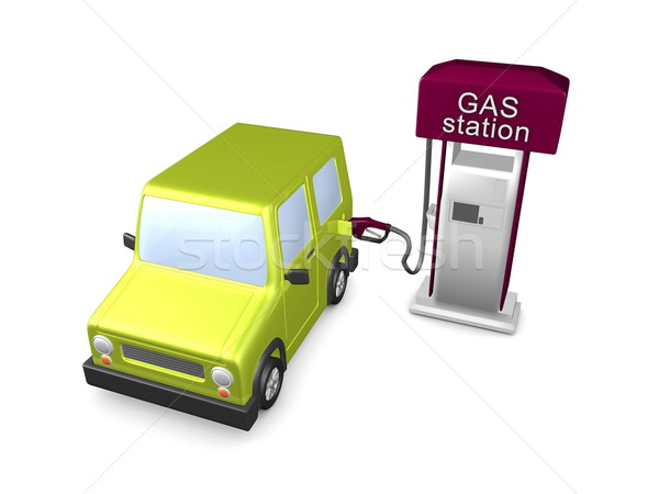 Stacja benzynowa 3D obraz samochodu stacji benzynowej działalności Zdjęcia stock © OneO2