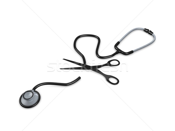 Defekt Stethoskop medizinischen Krise Objekt isoliert Stock foto © OneO2