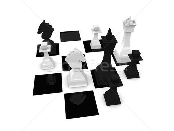 Xeque-mate 3d render xadrez jogo vitória final Foto stock © OneO2