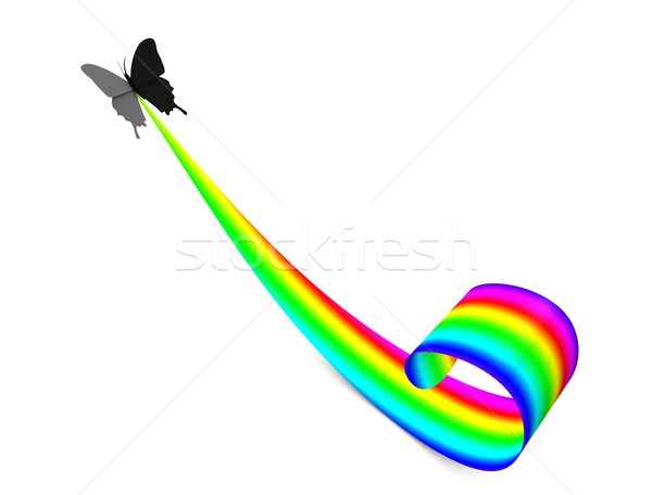 Papillon Rainbow 3D isolé blanche [[stock_photo]] © OneO2