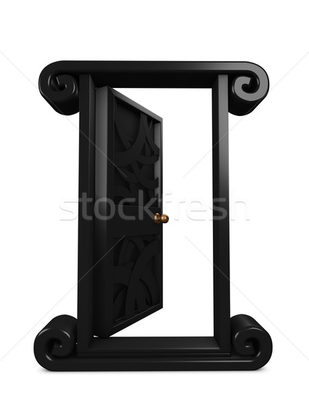 Titokzatos ajtó 3D kép fekete zár Stock fotó © OneO2