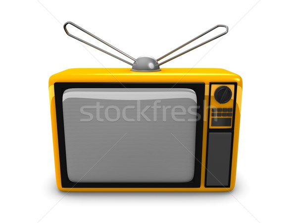 Vintage television with antenna isolated on white background Stock photo © OneO2