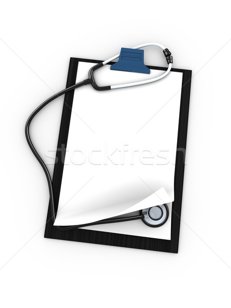 Clipboard estetoscópio 3D isolado branco fundo Foto stock © OneO2