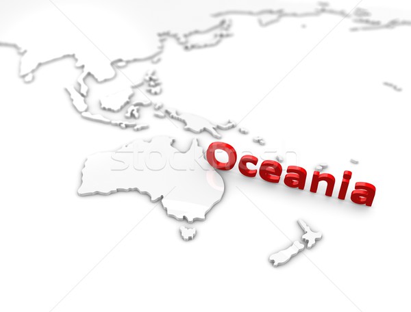 Ozeanien Region Karte 3D Bild weiß Stock foto © OneO2