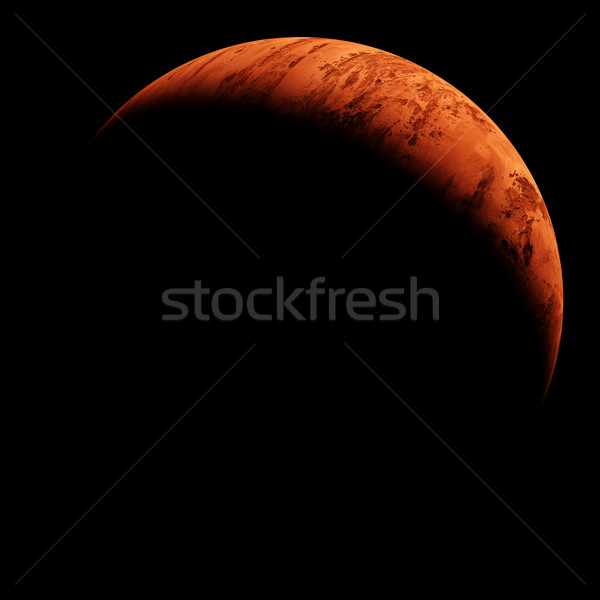紅色 行星 新月 黑色 狡猾 3d圖 商業照片 © Onyshchenko