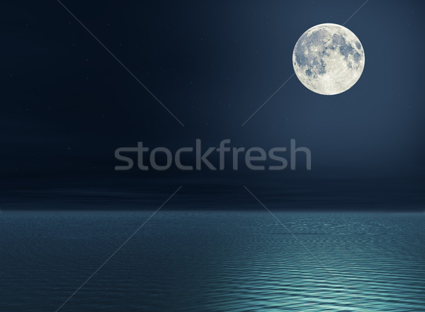 Hold tenger telihold csillagok víz Stock fotó © Onyshchenko