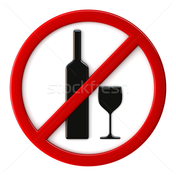 Zdjęcia stock: Alkoholu · nie · dozwolony · 3d · podpisania · biały