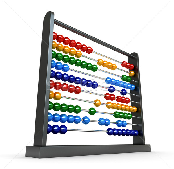 Stock foto: Abacus · 3d · render · farbenreich · Kugeln · Schule · Hintergrund