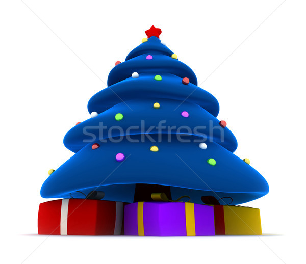 Karácsonyfa 3d render rajz stílus fa vicces Stock fotó © oorka