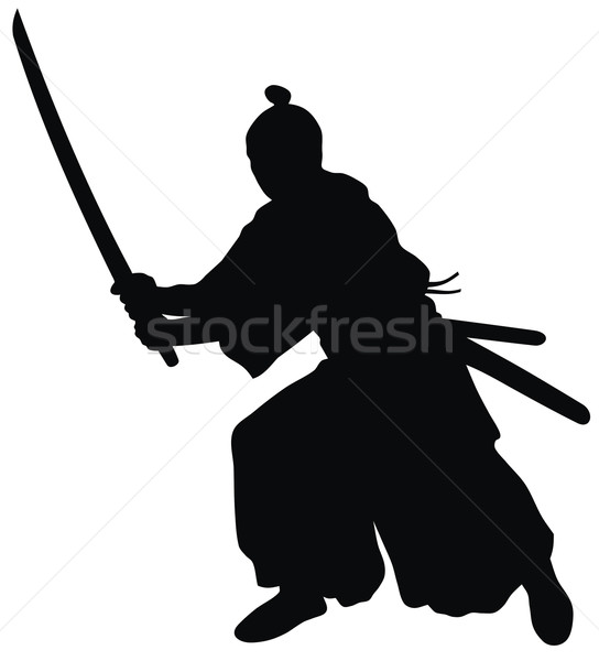 Samouraïs résumé art silhouette épée guerrier [[stock_photo]] © oorka