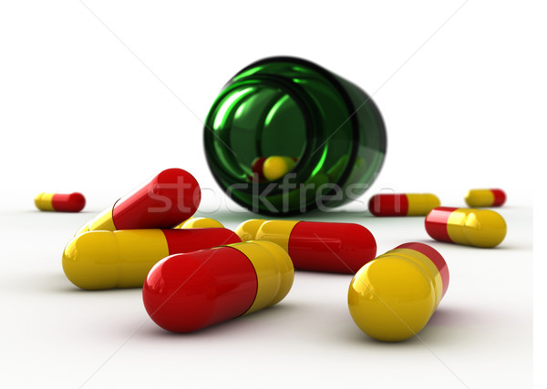 Pilules rendu 3d fiole blanche médicaux santé [[stock_photo]] © oorka