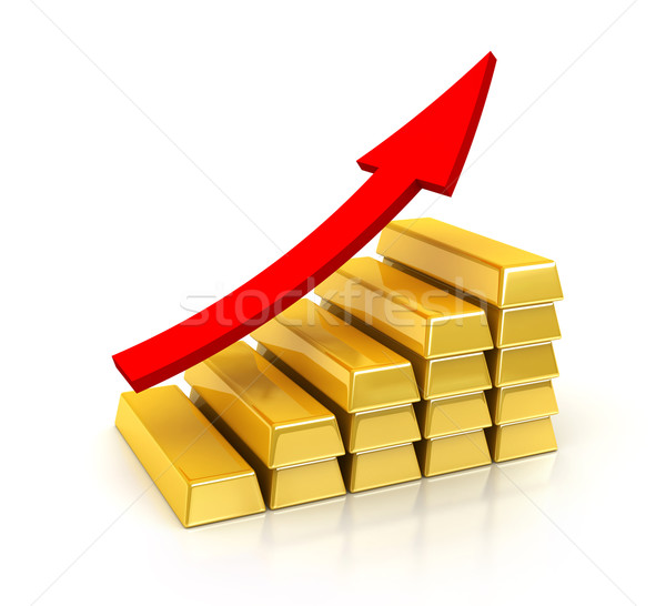 золото диаграммы 3d визуализации белый Бар банка Сток-фото © oorka