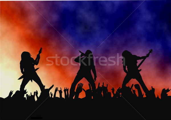 Concert illustratie rock muzikanten silhouet partij Stockfoto © oorka