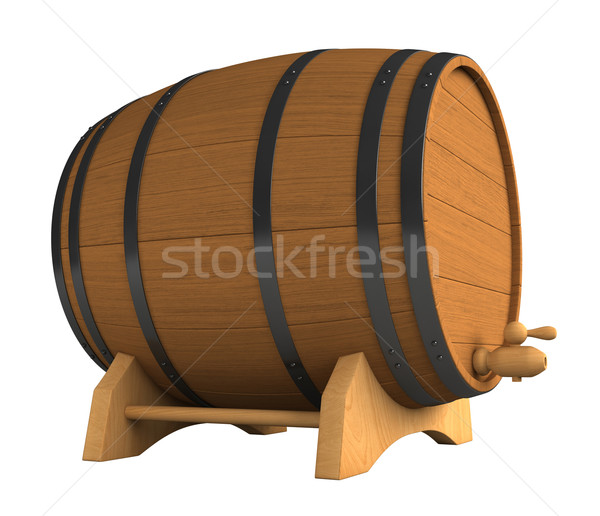 Barrel 3d render Holz isoliert weiß Holz Stock foto © oorka