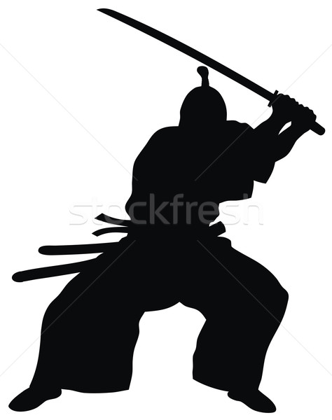 Samouraïs résumé art silhouette épée soldat [[stock_photo]] © oorka