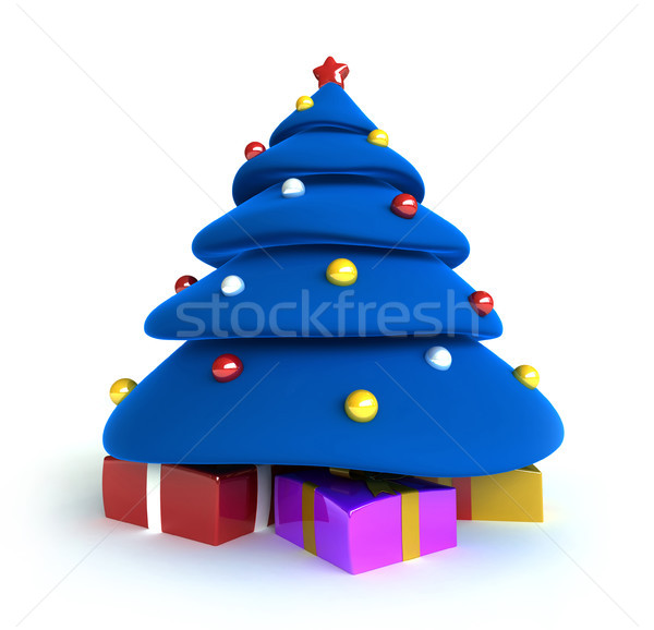 Karácsonyfa 3d render rajz stílus fa vicces Stock fotó © oorka
