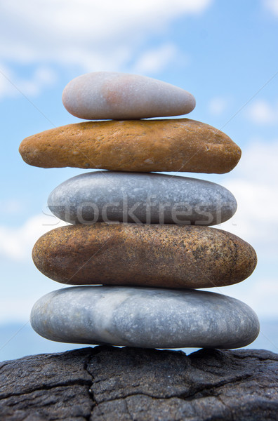 Foto stock: Torre · pedras · céu · praia · mar