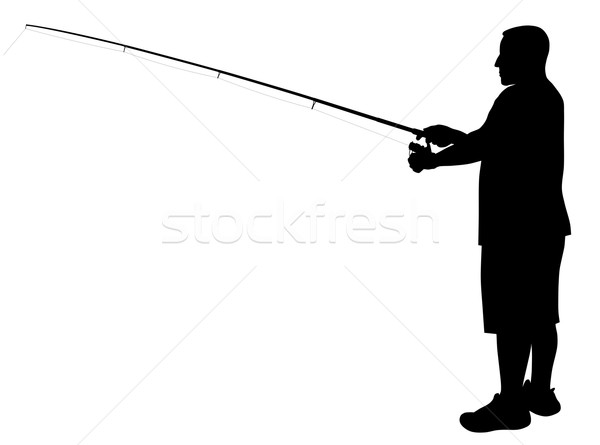 рыбак силуэта рыбы отдыха вектора Сток-фото © oorka